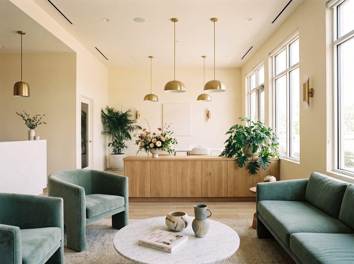 Welcoming consultation lounge at Leonard-Mattison Medi Spa in Salem, Oregon